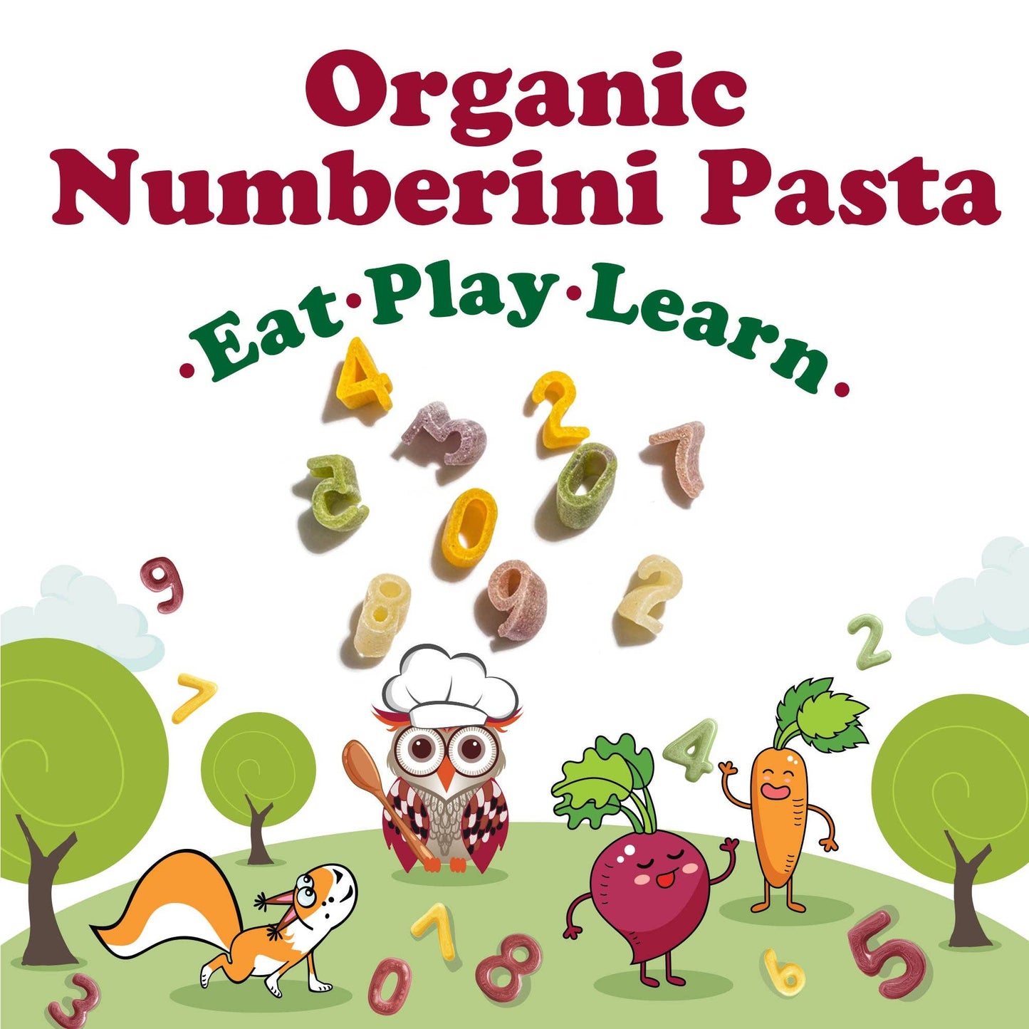 Organic Numberini Pasta, 8.8 oz(Pack of 24) - Eat Play Learn