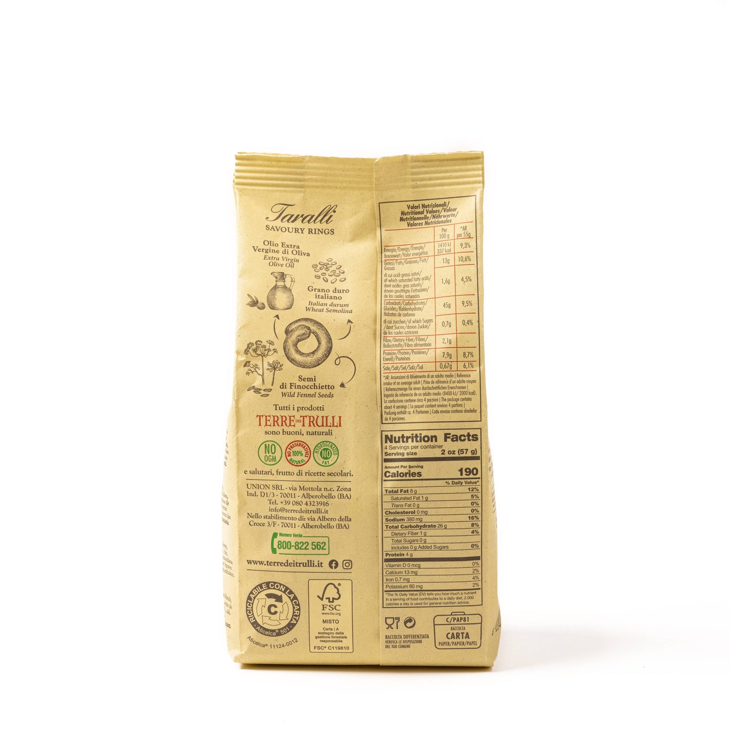 Pugliesi Taralli with Fennel Seeds 250g - Made in Italy