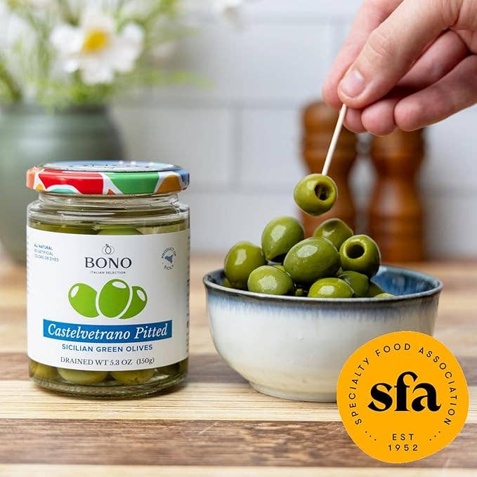 Bono Castelvetrano Sicilian Pitted Natural Green Olives