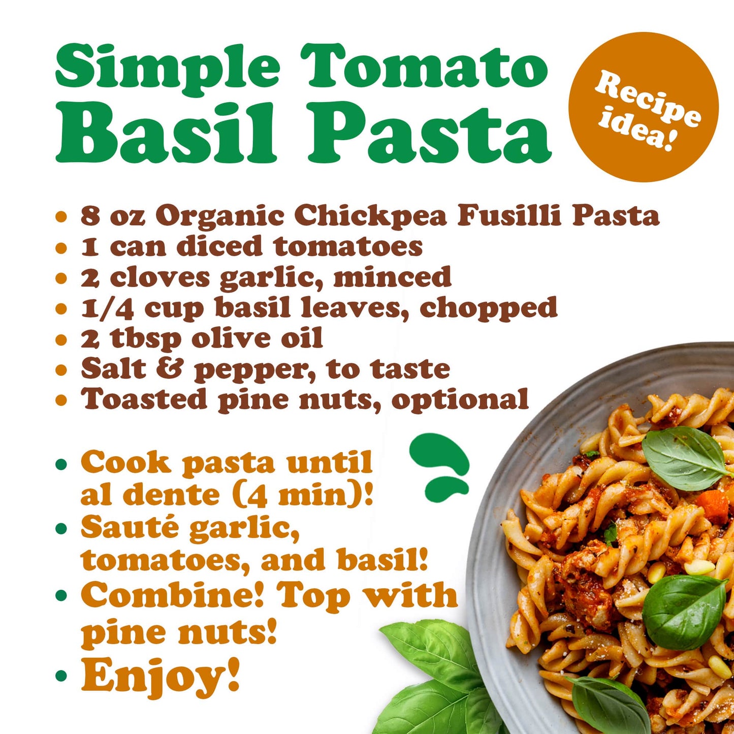 Organic Chickpea Fusilli Pasta, 8.8 OZ – Non-GMO, Vegan