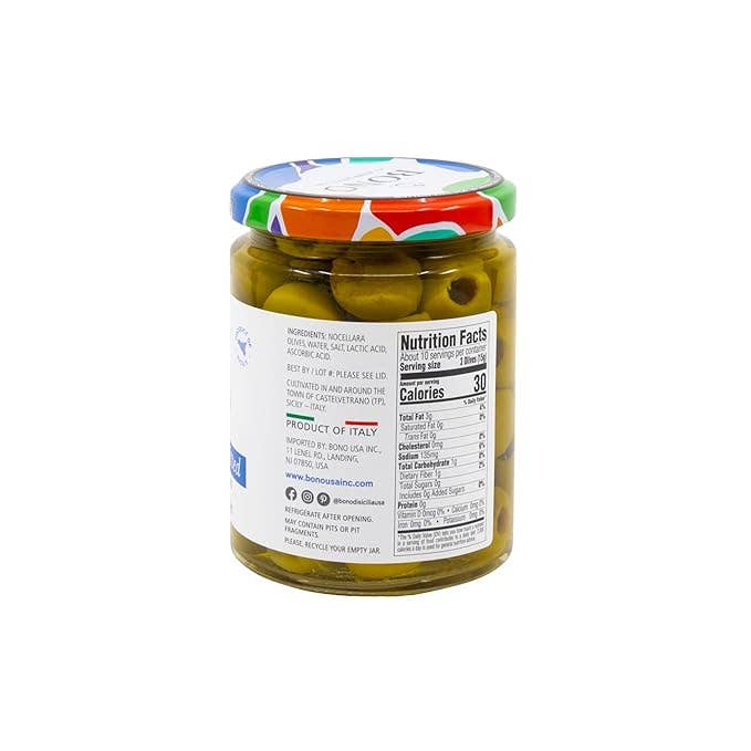 Bono Castelvetrano Sicilian Pitted Natural Green Olives