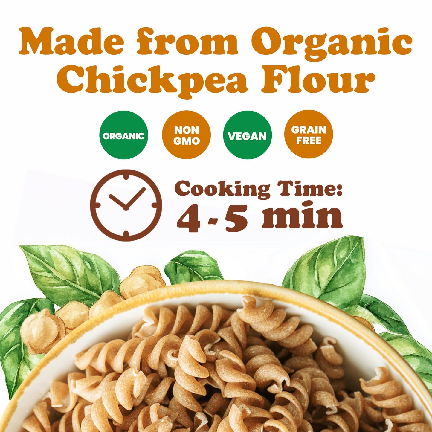 Organic Chickpea Fusilli Pasta, 8.8 OZ – Non-GMO, Vegan