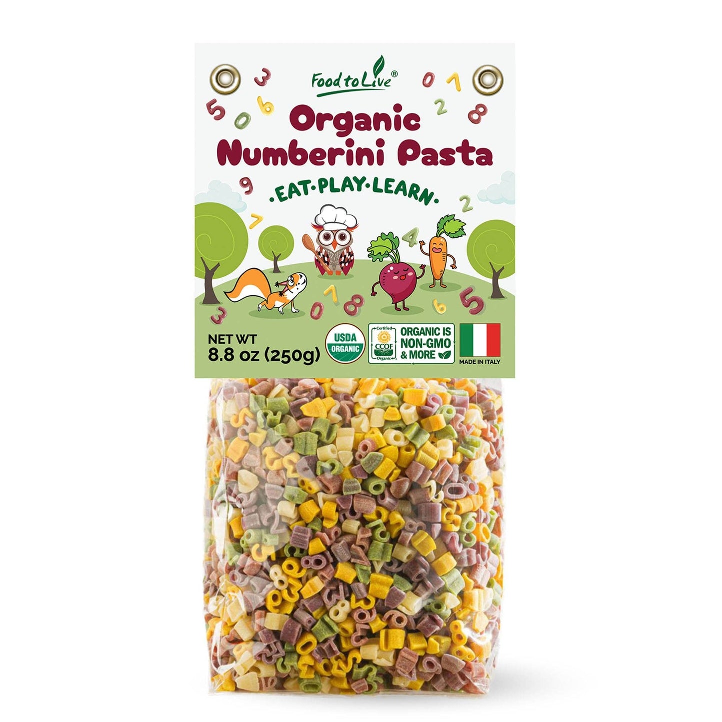 Organic Numberini Pasta, 8.8 oz(Pack of 24) - Eat Play Learn