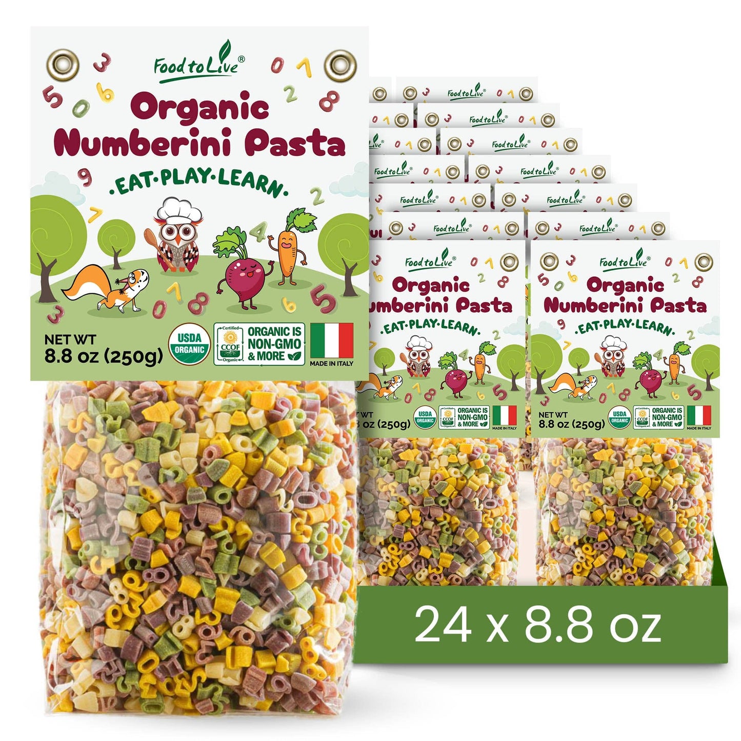 Organic Numberini Pasta, 8.8 oz(Pack of 24) - Eat Play Learn