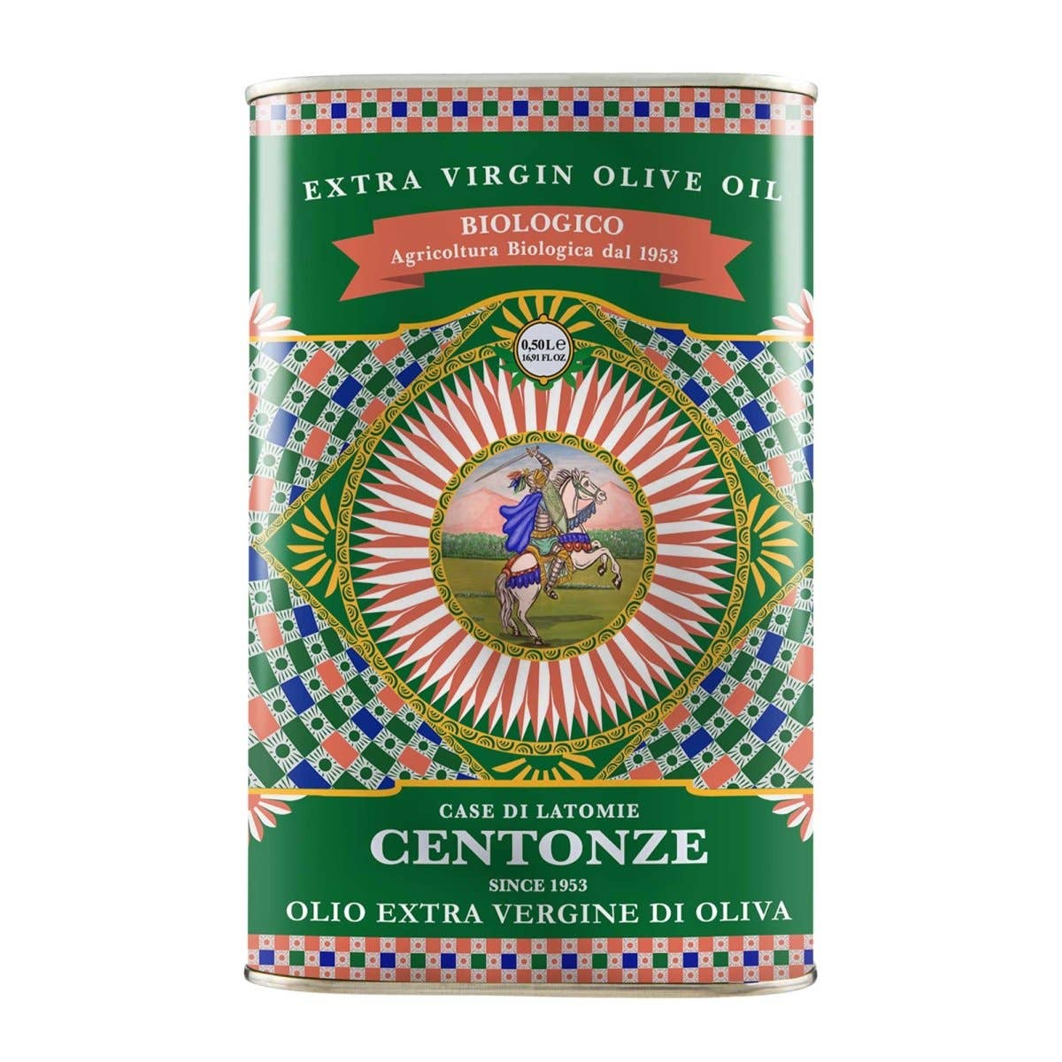 Centonze, 'Case di Latomie' Organic Extra Virgin Olive Oil, Iconic Tin (500ml/16.9 fl oz)