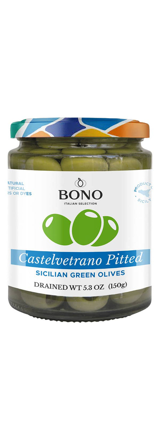 Bono Castelvetrano Sicilian Pitted Natural Green Olives