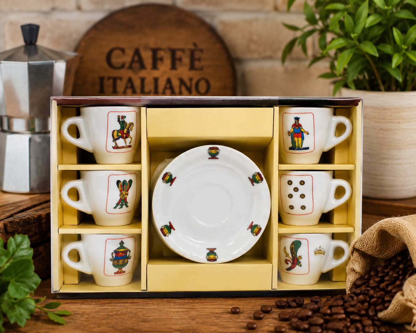 Neapolitan Espresso Cups & Saucers, Set of 12 — Service for 6 | With Playing Card Design Scopa (Copy)