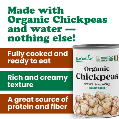 Organic Canned Chickpeas, 14 oz (Pack of 12)