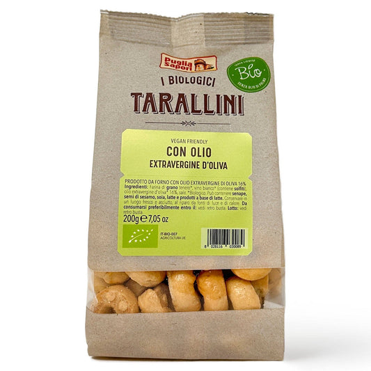 Puglia Sapori Organic Tarallini with Extra Virgin Olive Oil - 7.05oz (200 g) – Oven Baked, Cholesterol Free. Vegan