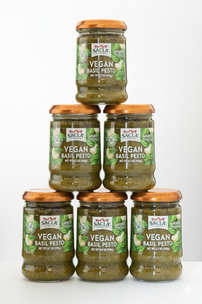 Sacla Italy Vegan Basil Pesto 6x6.7oz Dairy-Free Pasta Sauce