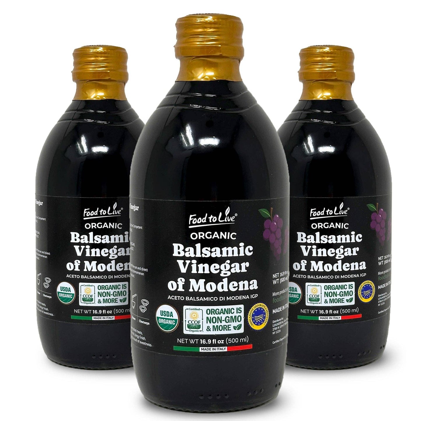 Food To Live Organic Balsamic Vinegar of Modena -16.9 fl oz (500 ml)