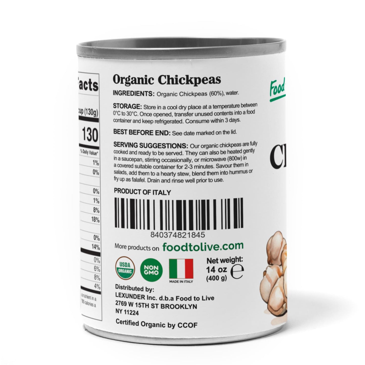 Organic Canned Chickpeas, 14 oz (Pack of 12)