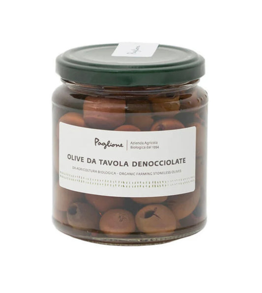 Organic black pitted olives