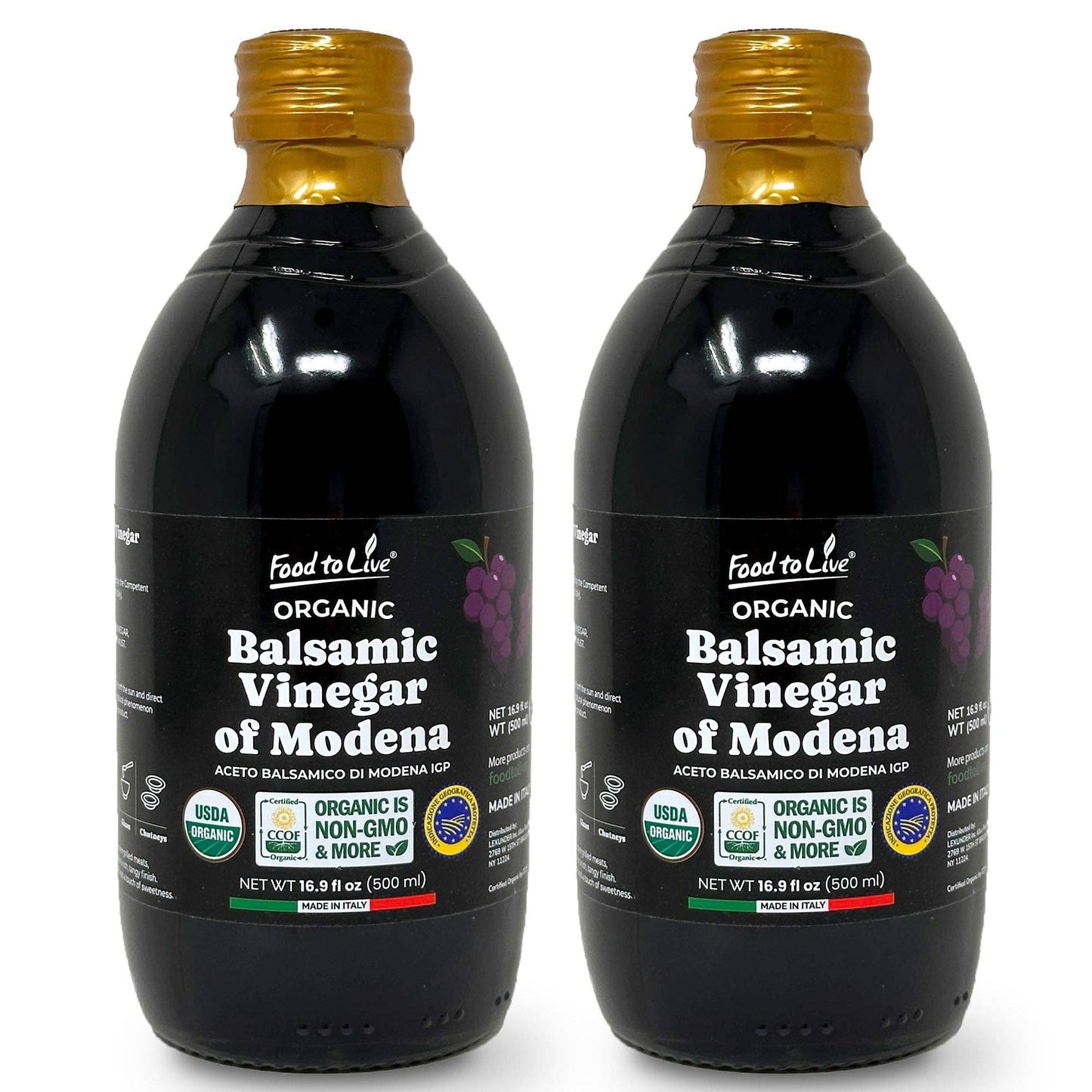 Food To Live Organic Balsamic Vinegar of Modena -16.9 fl oz (500 ml)