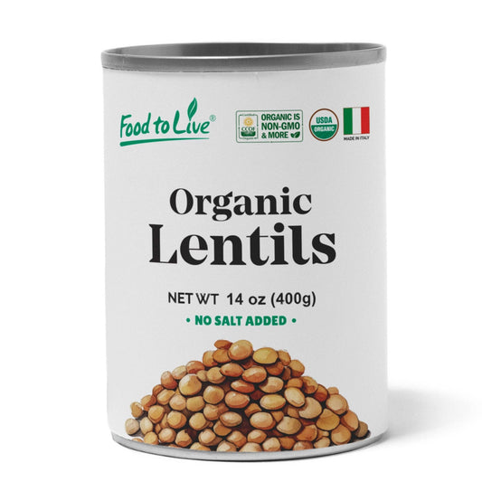 Organic Canned Lentils – Unsalted, Non-GMO, Vegan – by Food to Live
