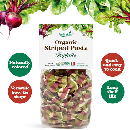 Organic Striped Farfalle Pasta, 8.8 oz(Pack of 16)