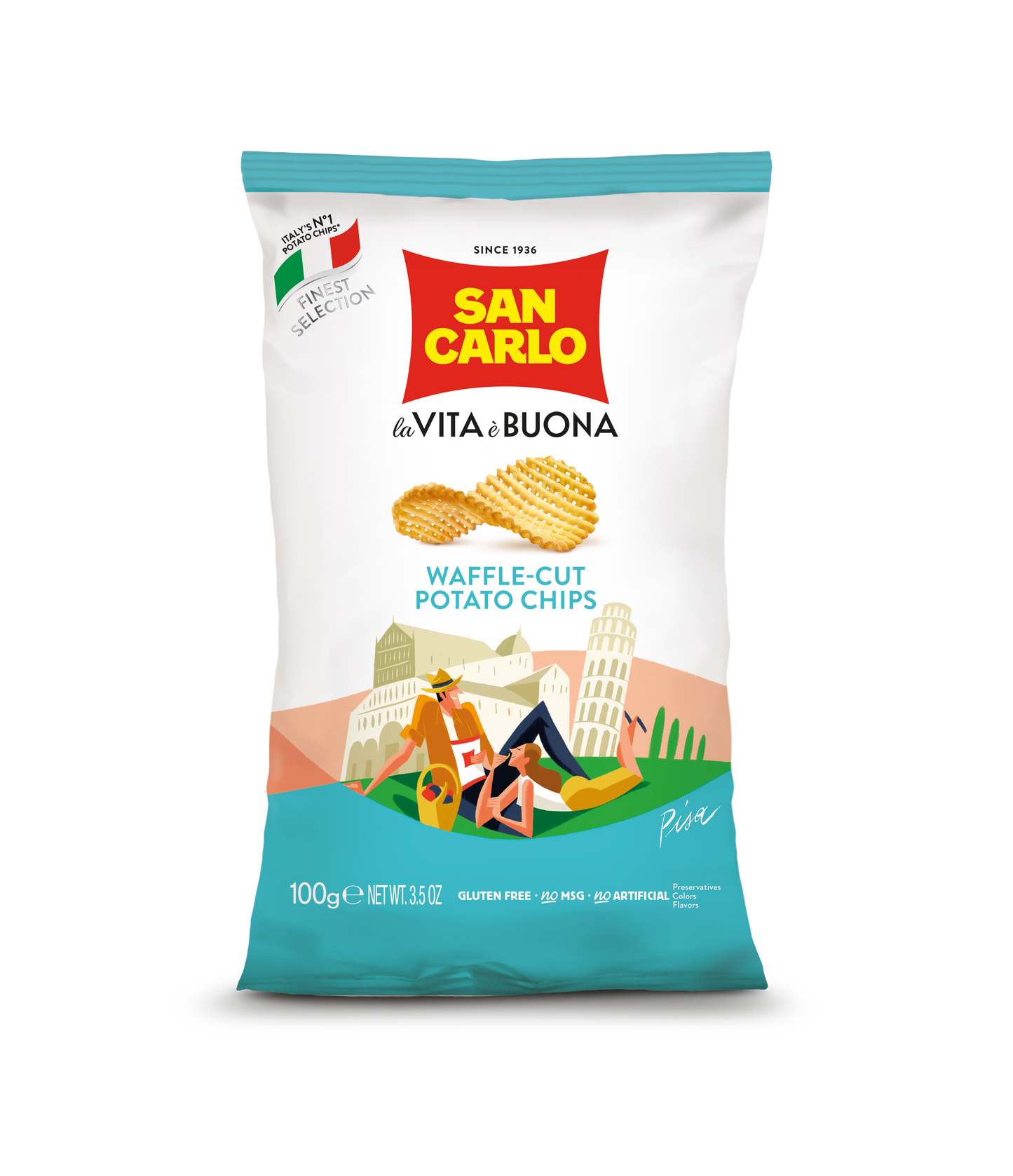 Waffle Cut Chips 100g by San Carlo
