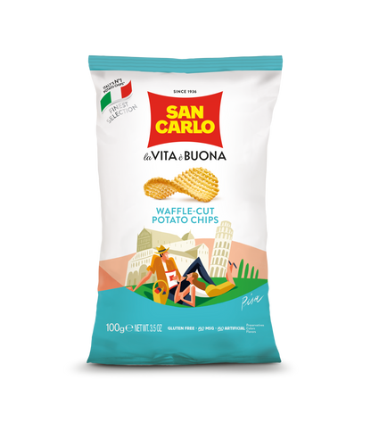 Waffle Cut Chips 100g by San Carlo