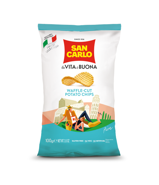 Waffle Cut Chips 100g by San Carlo