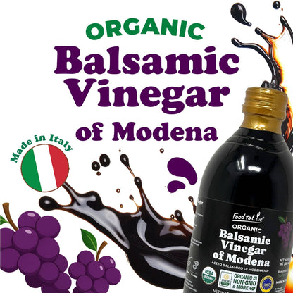 Food To Live Organic Balsamic Vinegar of Modena -16.9 fl oz (500 ml)