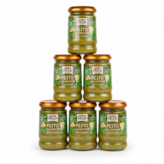 Sacla Italy Genovese Basil Pesto 6x6.7oz Green Pasta Sauce