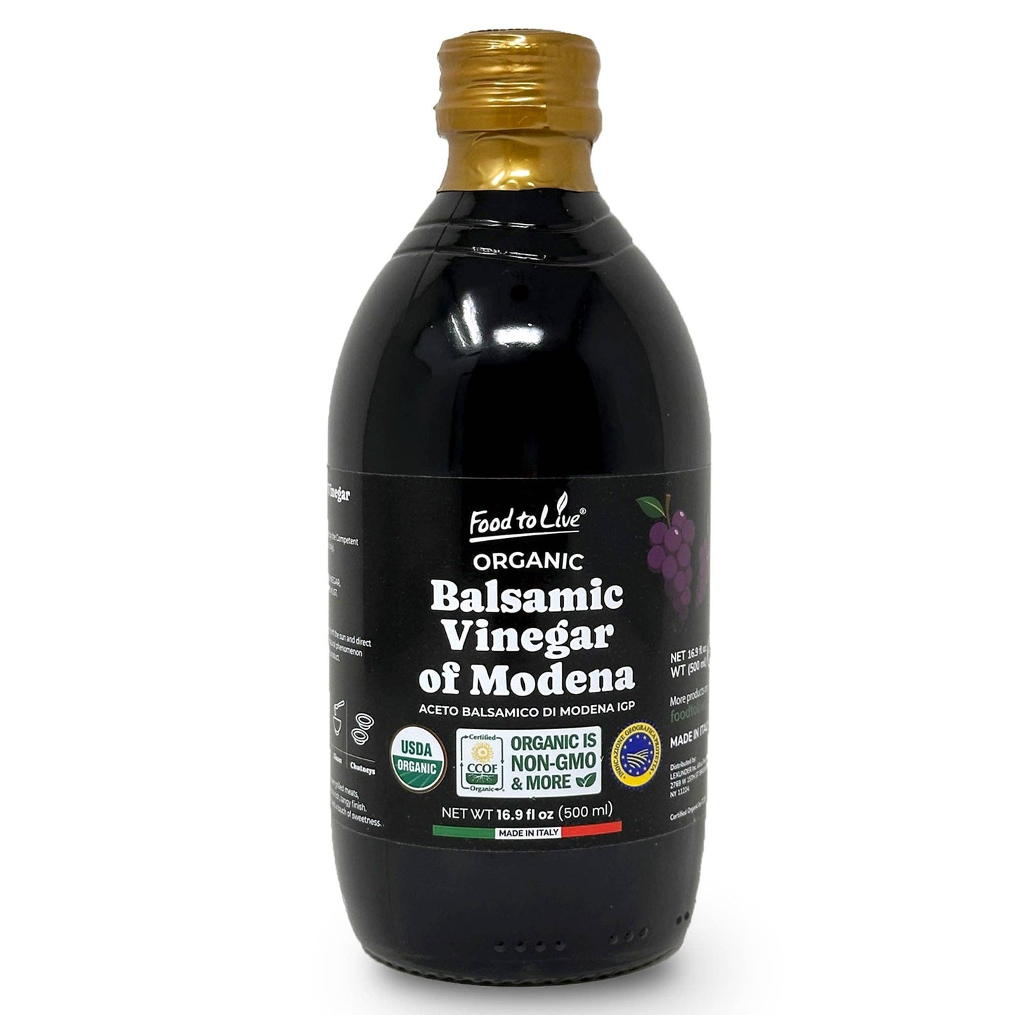 Food To Live Organic Balsamic Vinegar of Modena -16.9 fl oz (500 ml)