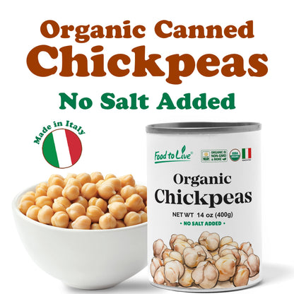 Organic Canned Chickpeas, 14 oz (Pack of 12)